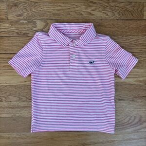 Vineyard Vines Kids Polo in Pink and White Stripes
